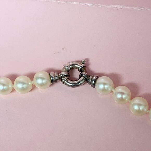 Natural White Pearl Necklace with Sterling Silver Clasp – 14 Inches - Picture 4 of 4